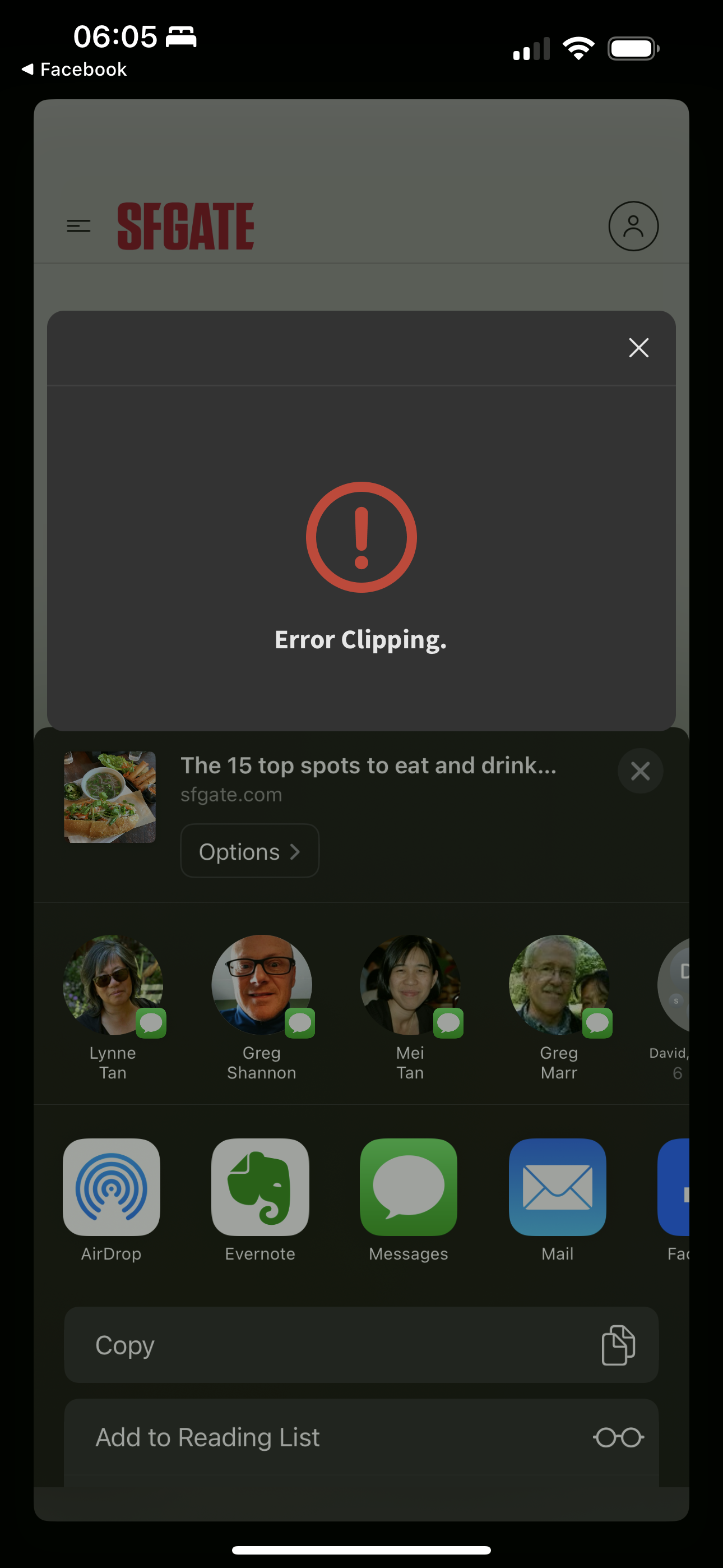 Error Clipping&rdquo; message from IOS version Evernote - Evernote for 