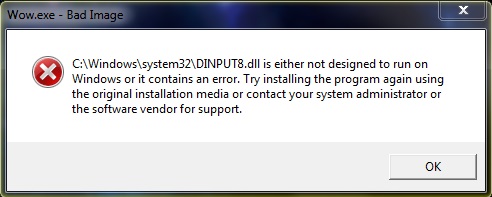 DINPUT8.dll Error on most .exe files i attempt to open - Resolved 