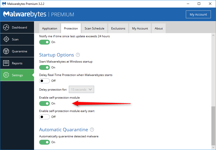 disable self protect - Malwarebytes Forums