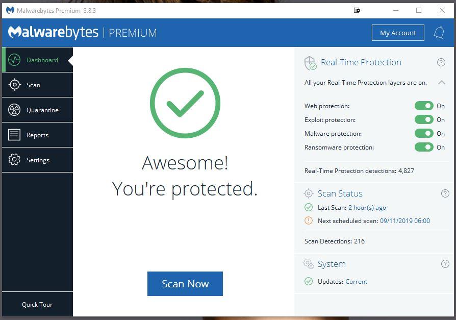 Exclamation Mark Against 'Next Scheduled Scan' - Malwarebytes for ...
