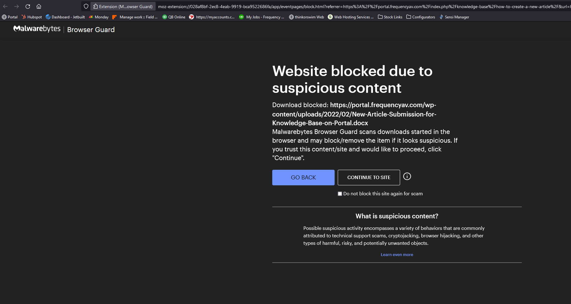 Browser Guard has Blocked my own website... need help - Chrome ...