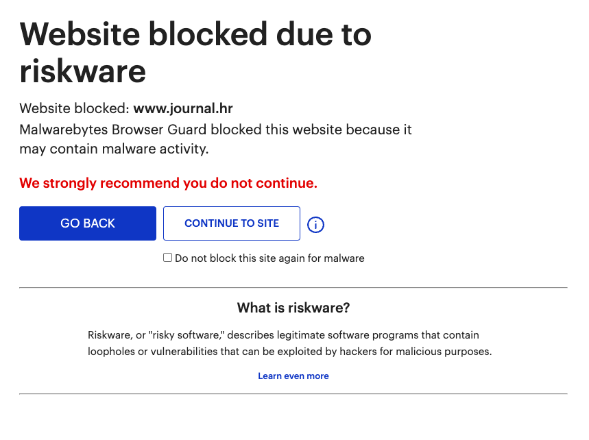 journal.hr blocked by Browser Guard - possible false positive - Website ...