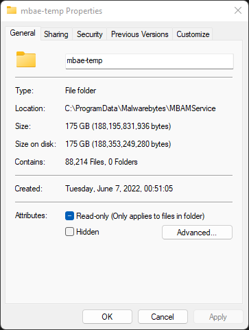 Malwarebytes using up all the space on drive - Resolved Malware Removal ...