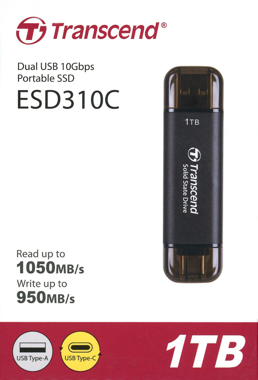 Transcend Dual USB 10Gbps Portable SSD - ESD310C 1TB drive