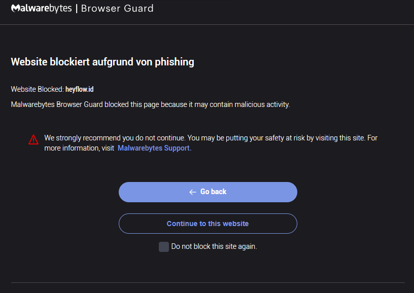 Heyflow id falsely blocked website blocking malwarebytes forums