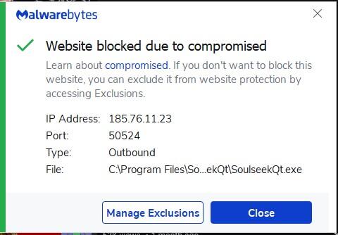 [ RESOLVED ] Soulseek p2p program throwing too many Malwarebytes ...