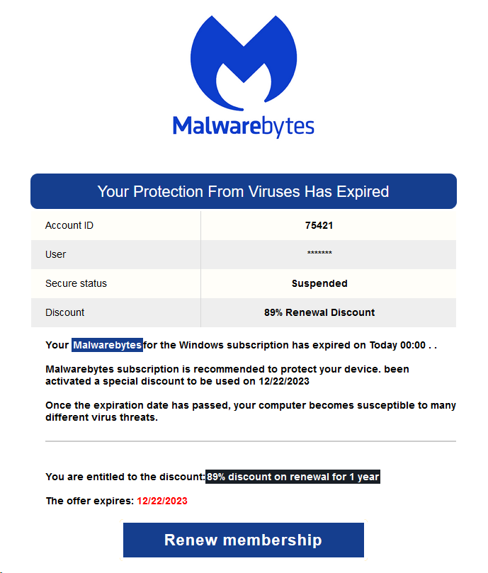 Phishing Email - General Chat - Malwarebytes Forums