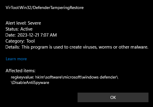 Windows defender false positive? - Resolved Malware Removal Logs