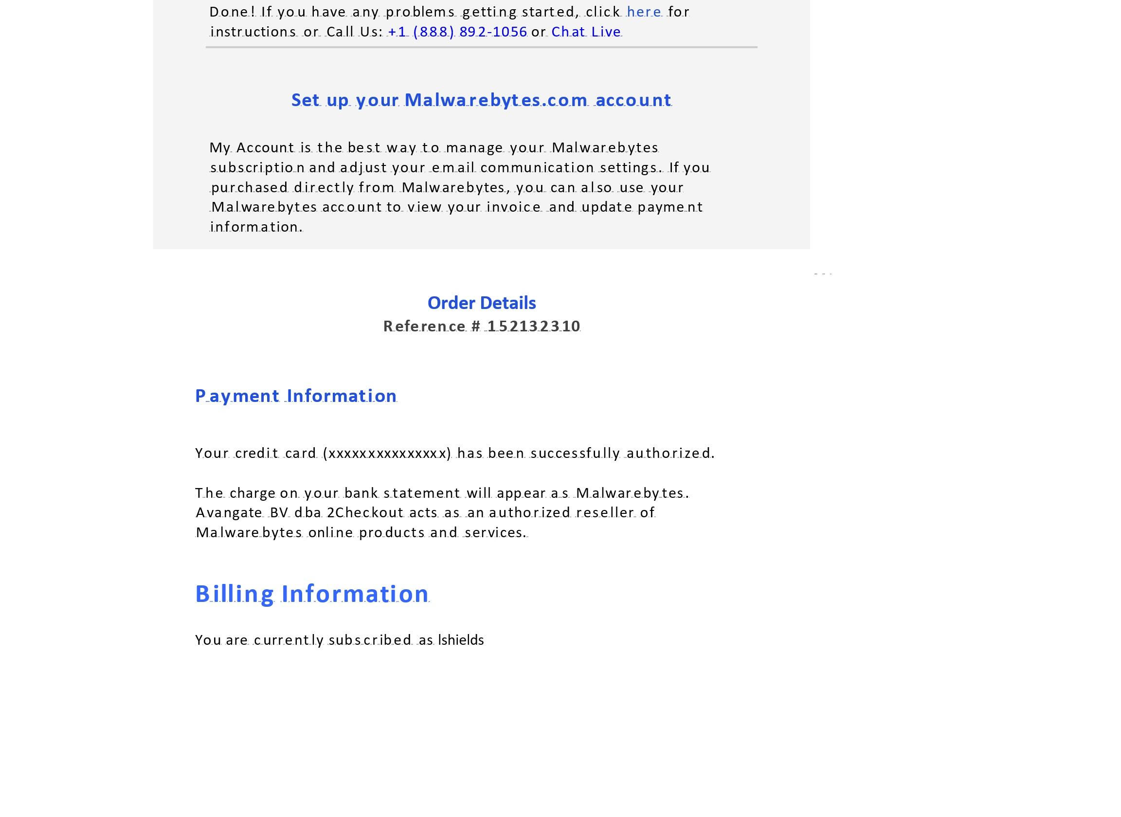 Spam email allegedly from Malwarebytes - General Chat - Malwarebytes Forums