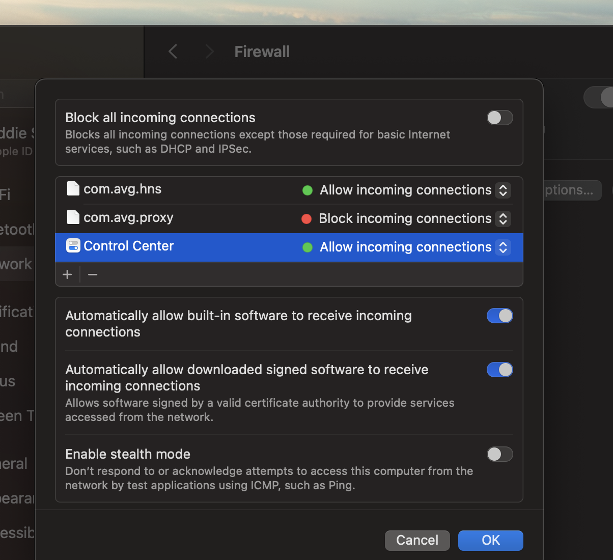 Control Center on Firewall? - Mac Malware Removal Help &amp; Support 