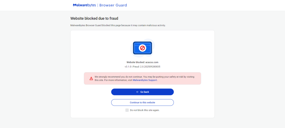False Positive Report – Domain acacss.com Blocked by Malwarebytes ...