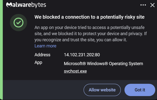 issue not resolved, Outbound connection to svchost appearing again ...