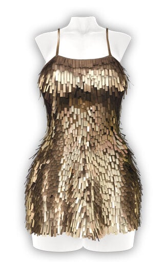 slim fit dress slacks THE METALLIC MISCHA DRESS – HERVÉ LÉGER