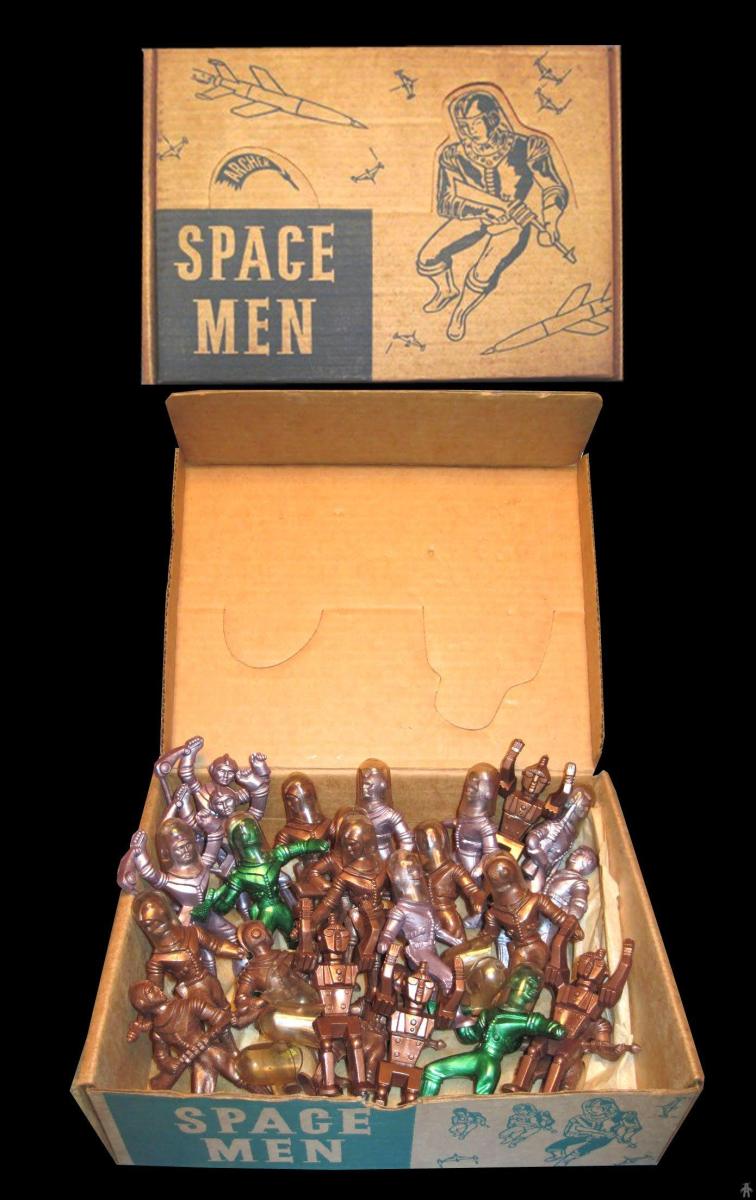 Lot De 3 Figurines Spacemen Archer USA 1950 – 10cm, Plastique, état Superbe