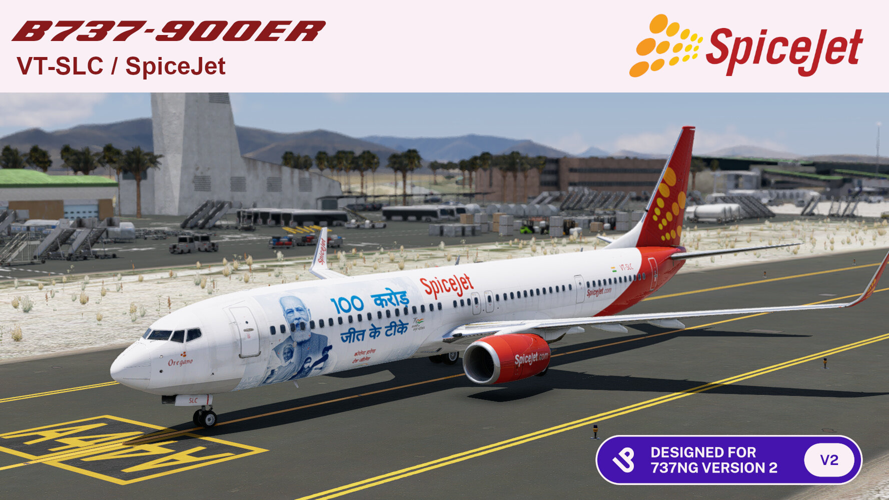 LevelUp 737-900ER v2 8K SpiceJet VT-SLC - 737-900 - Threshold