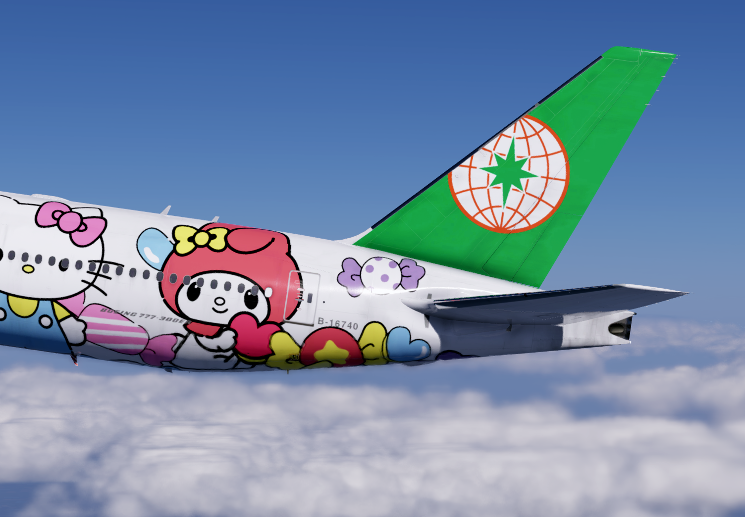 Eva Air Lolly Jet B-16740 4K & 8K - 777 (Flight Factor) - Threshold