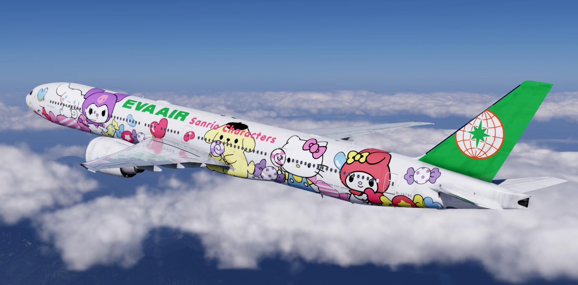 Eva Air Lolly Jet B-16740 4K & 8K - 777 (Flight Factor) - Threshold