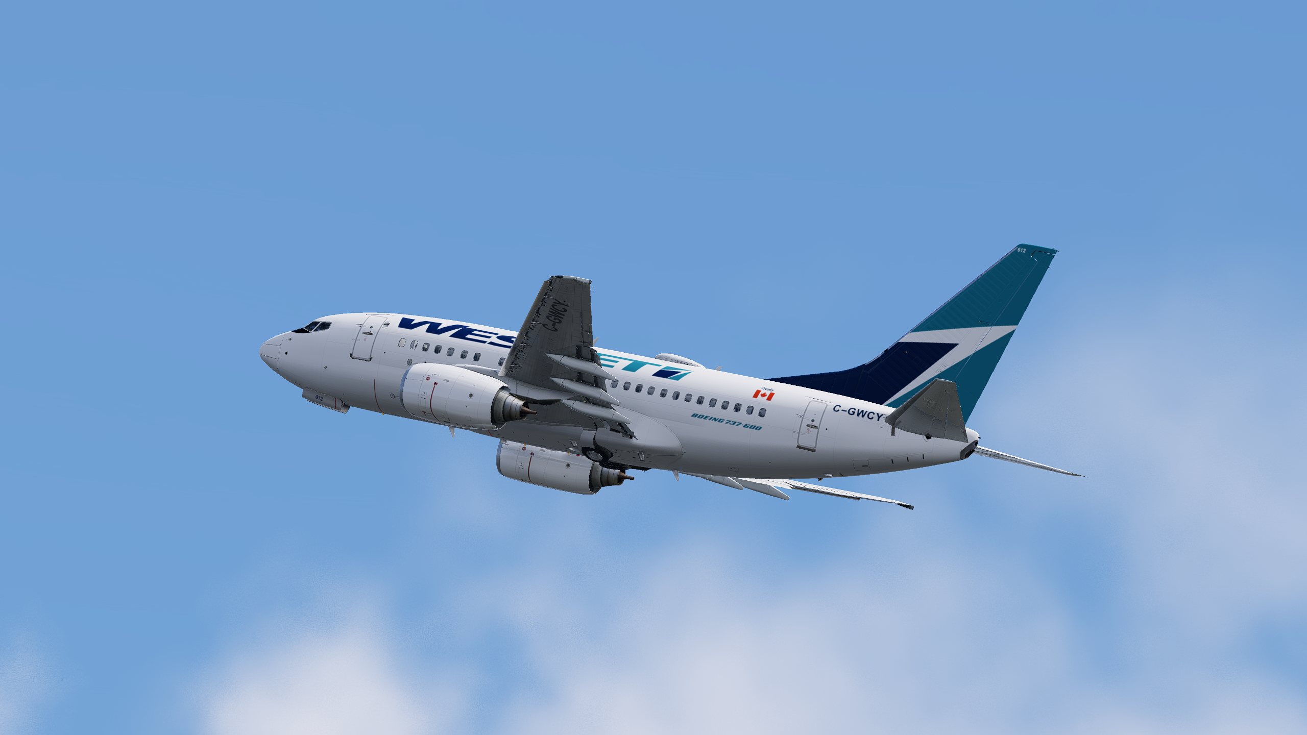 WEST． シングル WestJet (1996/2016 Livery) FLEET w/ Cabin for LevelUp 737-600 V2