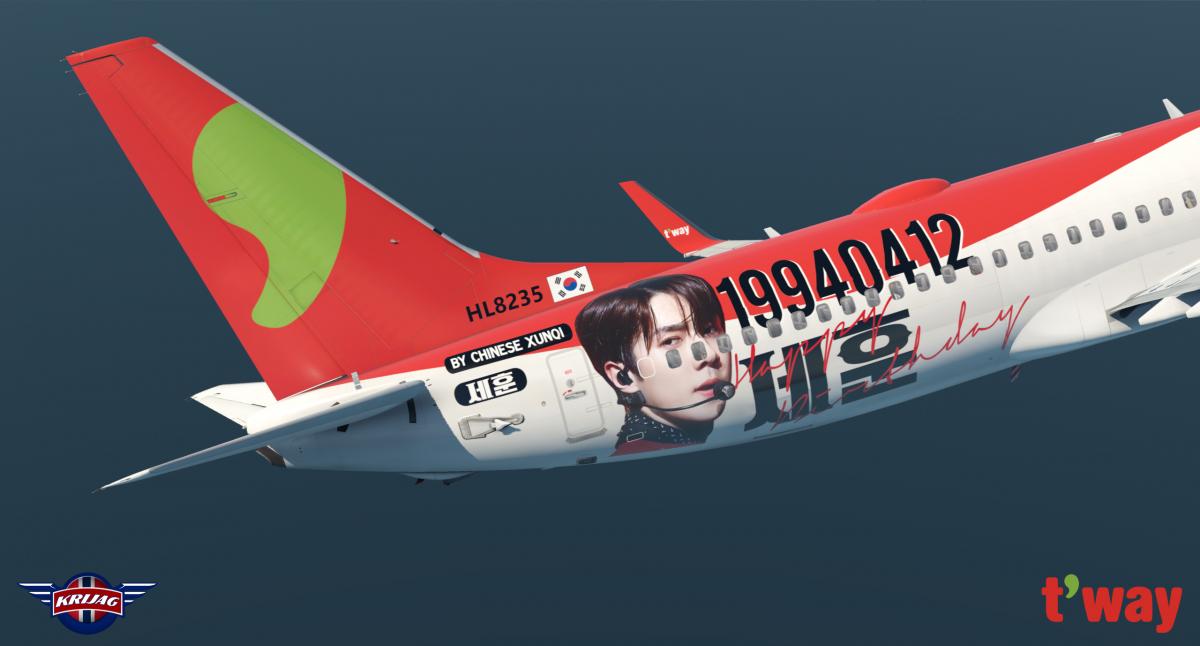 T'Way Air - 'Happy Birthday Sehun' Livery - Zibo 737-800 - HL8235