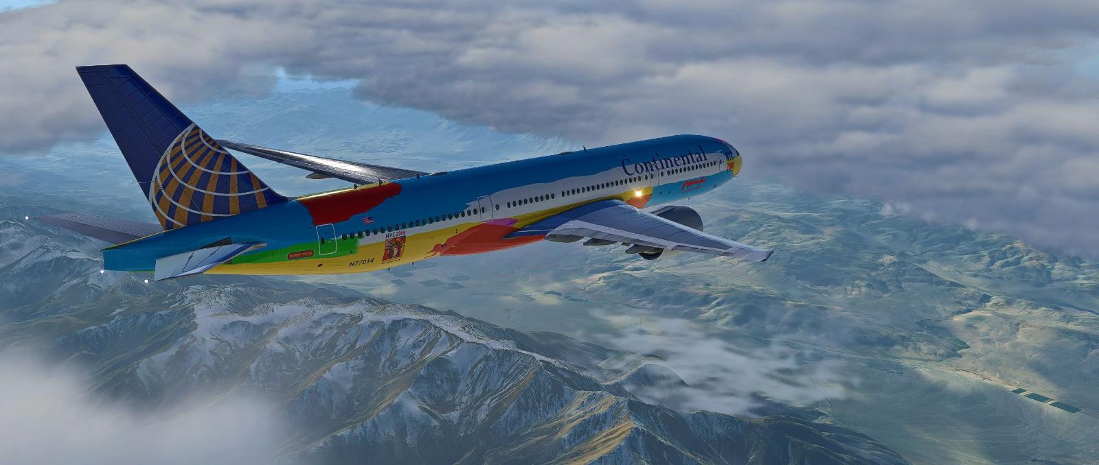 Flight Factor 777-200ER Continental Airlines (Peter Max NYC 2000