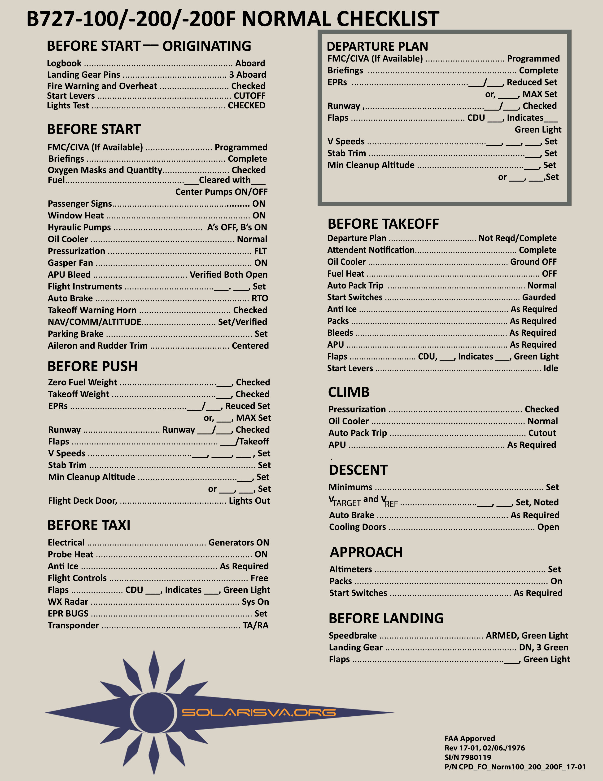 FlyJSim 727 Checklists. - Xchecklist Checklists - X-Plane.Org Forum