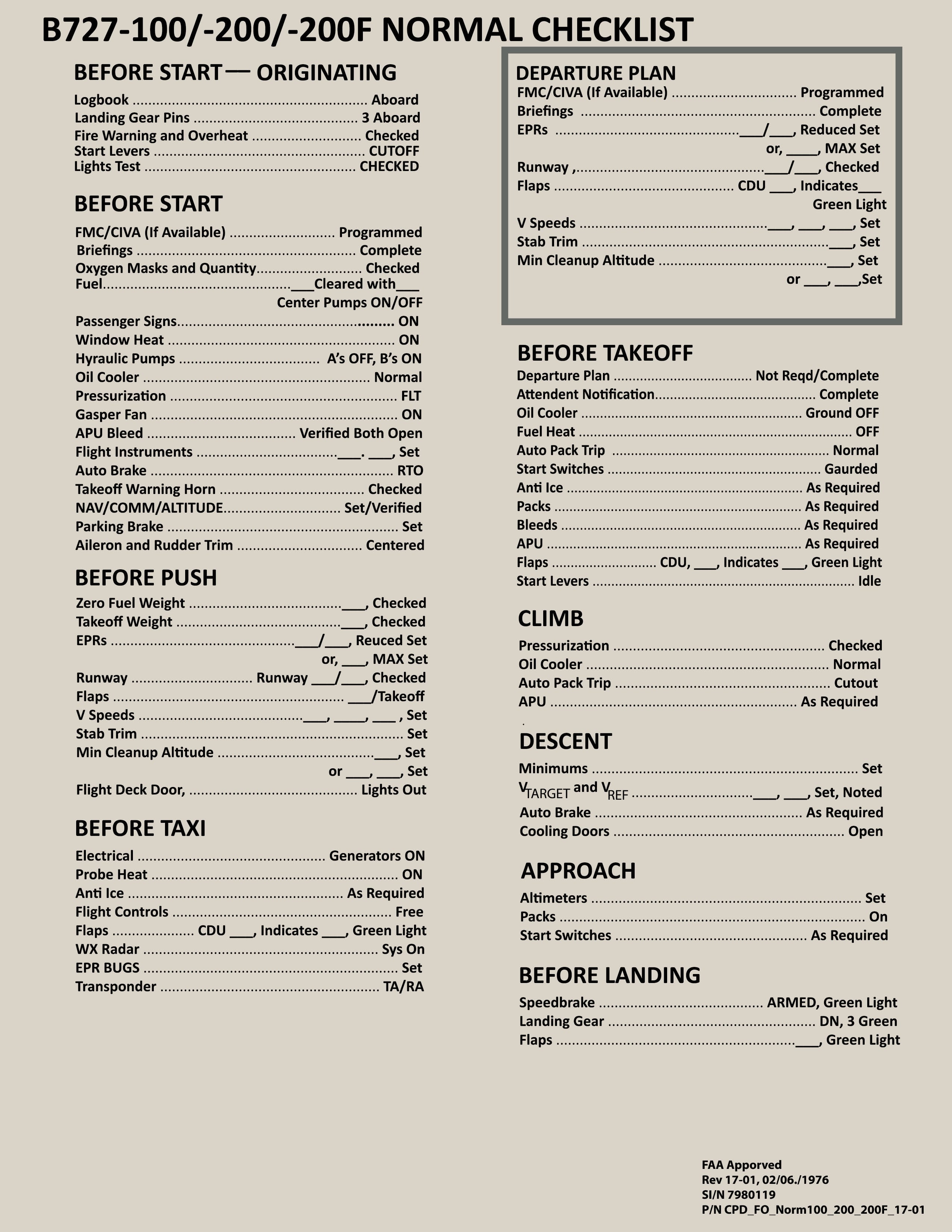 FlyJSim 727 Checklists. - Xchecklist Checklists - X-Plane.Org Forum