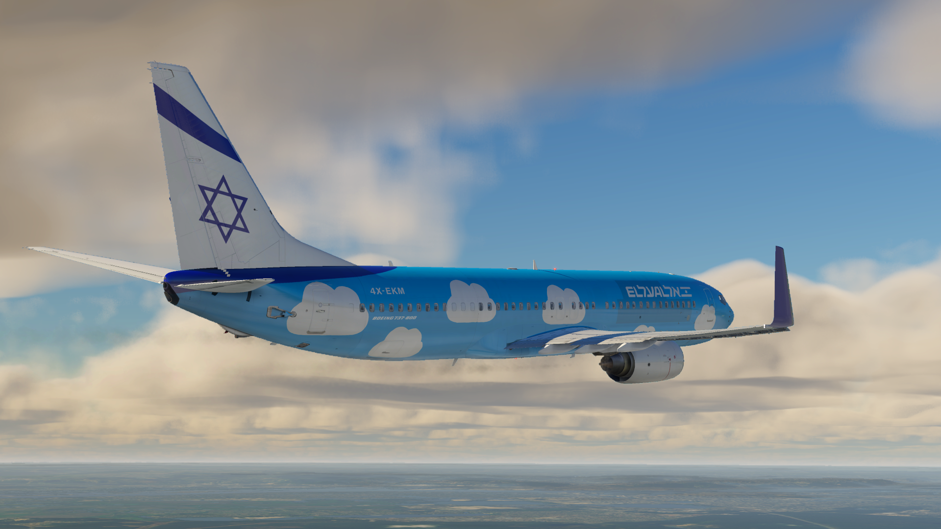 El Al Israel Airlines 737-800 4X-EKM Livery - Zibo 737 - X-Plane