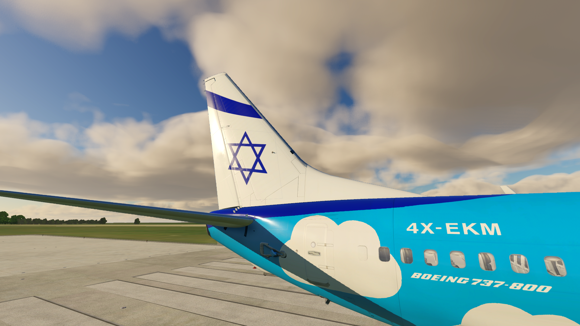 El Al Israel Airlines 737-800 4X-EKM Livery - Zibo 737 - X-Plane