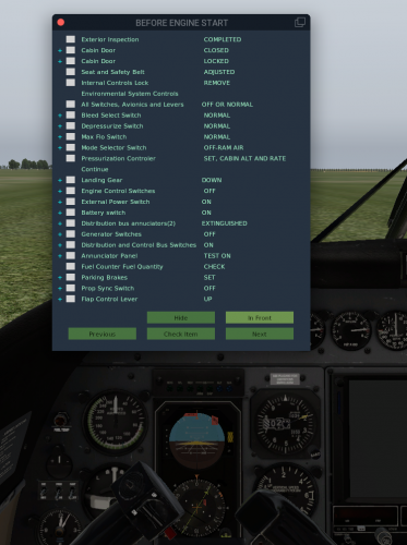 Checklist file for Carenado Turbo Commander 690B - Xchecklist