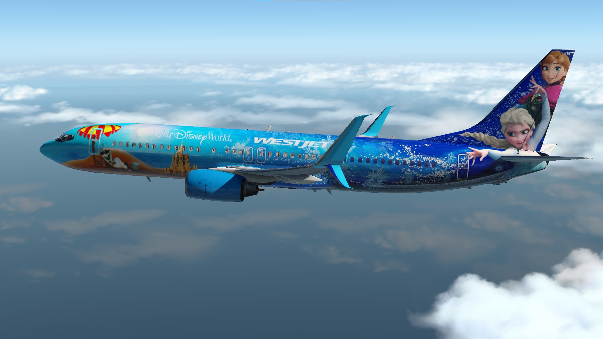 B737-800 [Zibo] Westjet C-GWSV Disney Frozen livery - Zibo 737 - X