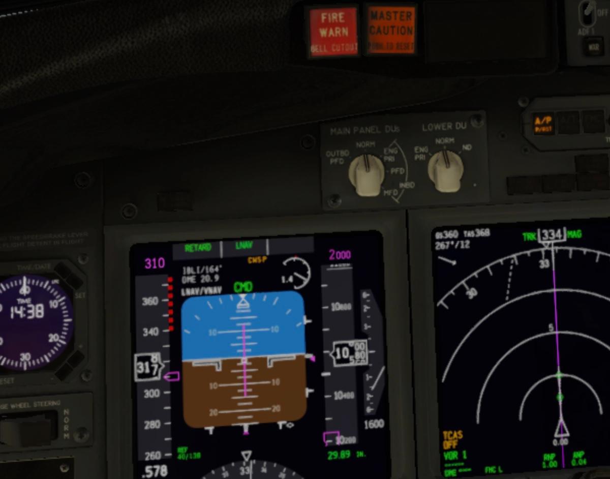 VNAV disengages by itself with the CWSP message, Zibo 737-800