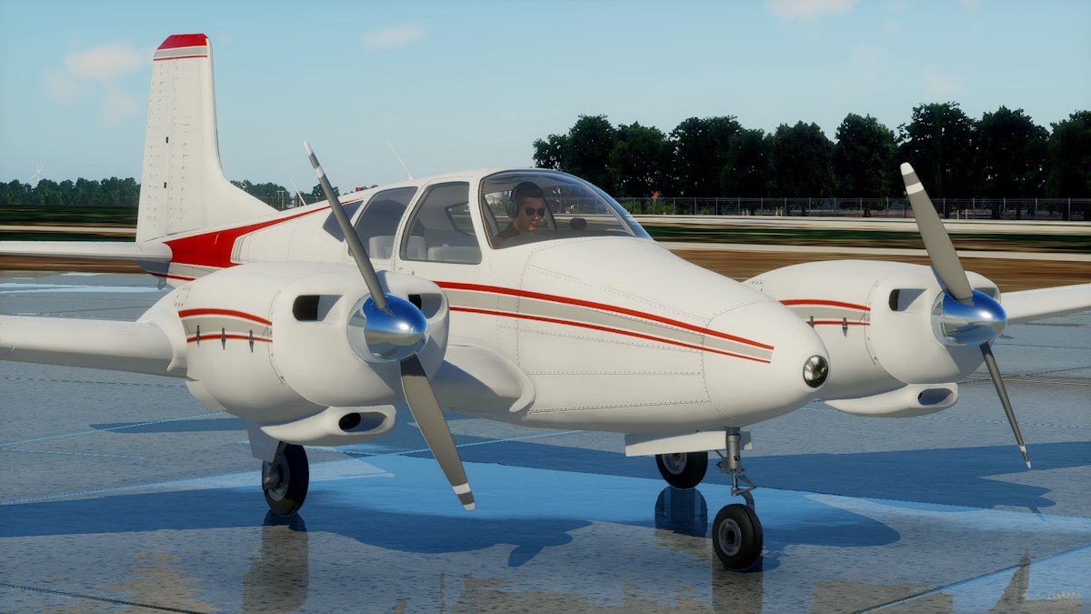 Livery White & Red N100BH for Beech B95A Travel Air,XP12, by