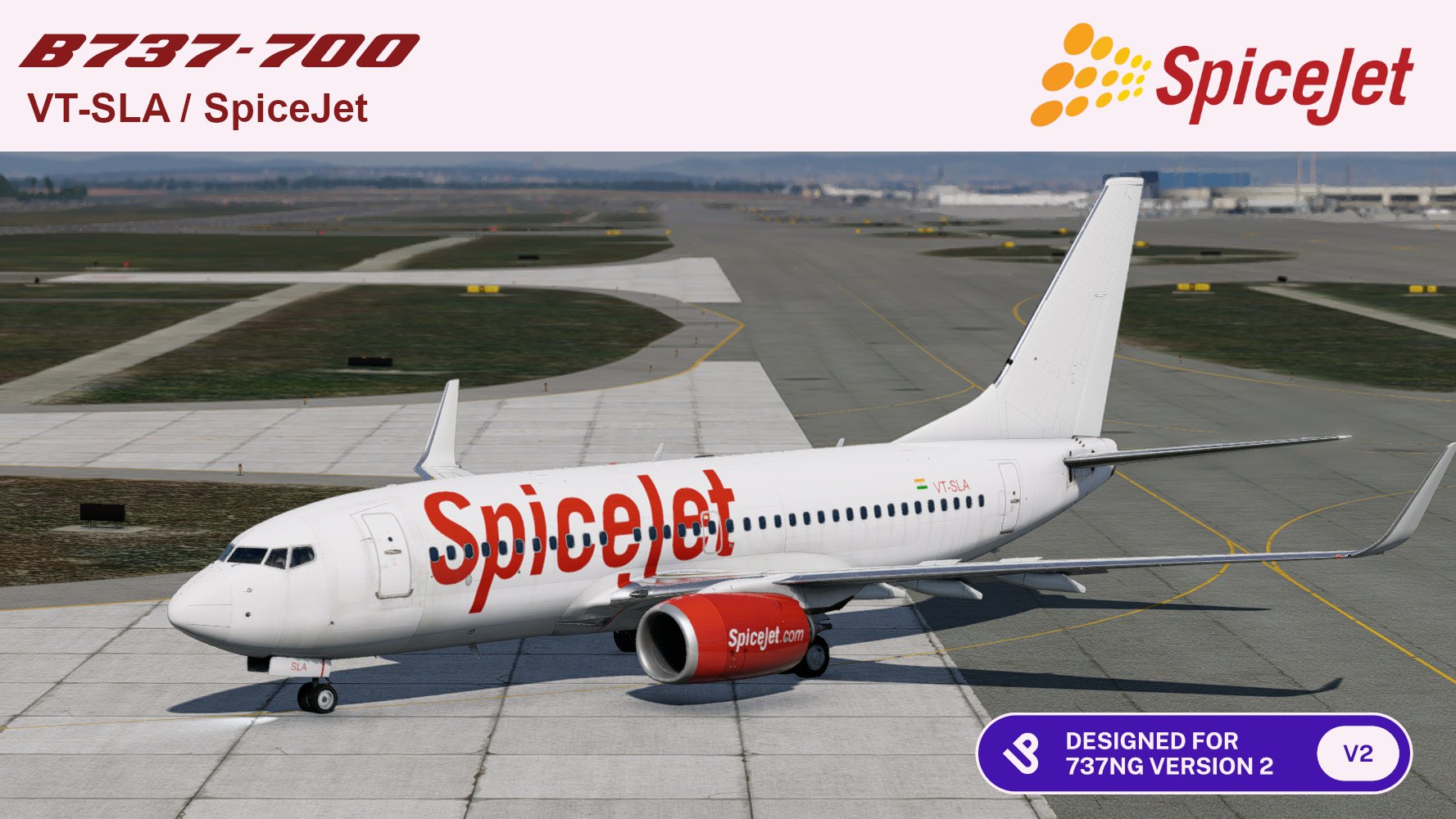 LevelUp 737-700 v2 8K SpiceJet VT-SLA - Other Aircraft Livery - X
