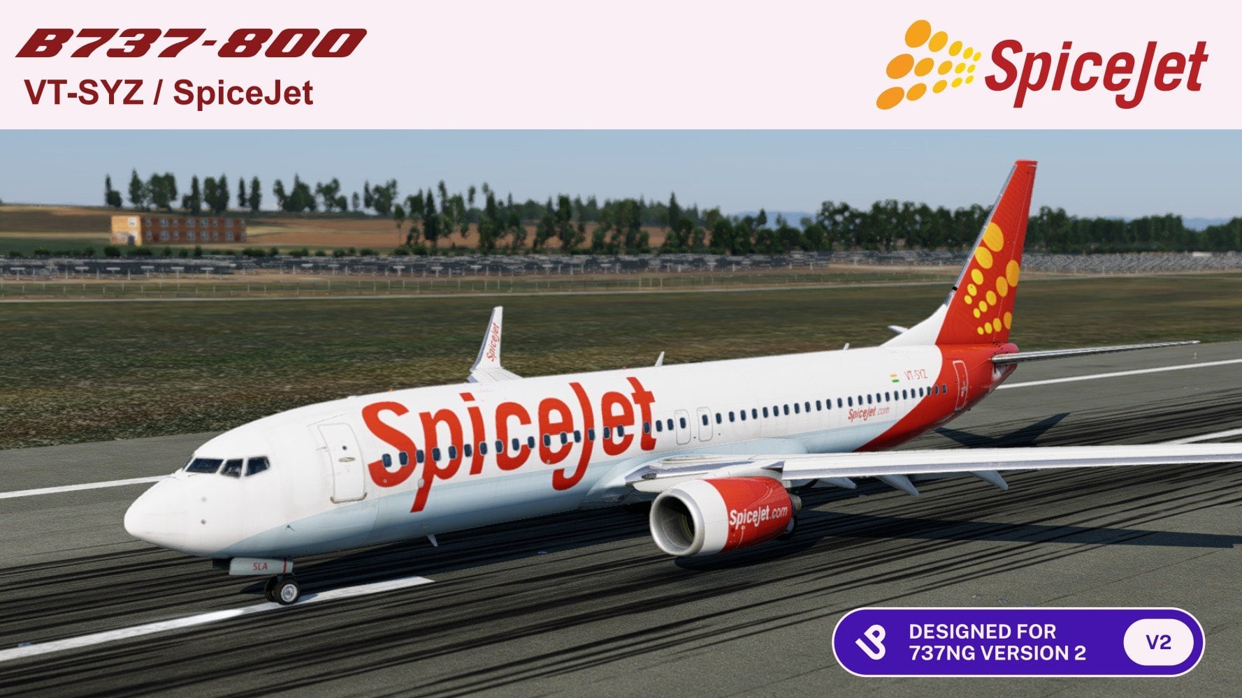 LevelUp 737-800 v2 8K SpiceJet VT-SYZ - Other Aircraft Livery - X