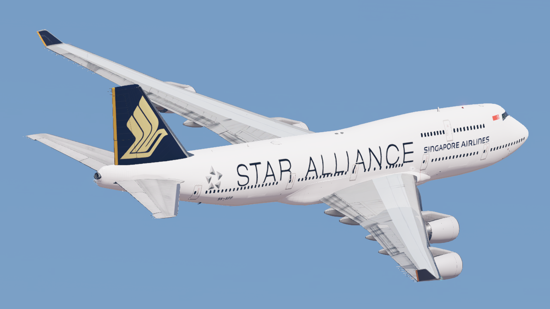 Singapore Airlines STAR ALLIANCE Boeing 747-400 Sparky ( With
