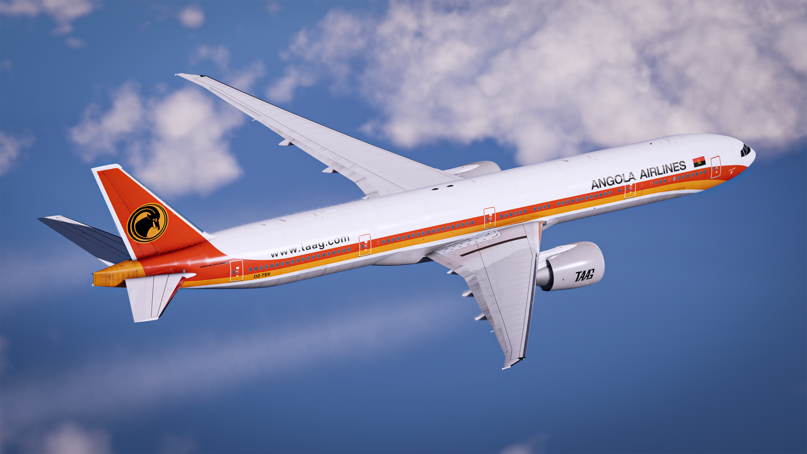 TAAG Angola Airlines D2-TEK 777-300ER - 8K and 4K - FlightFactor