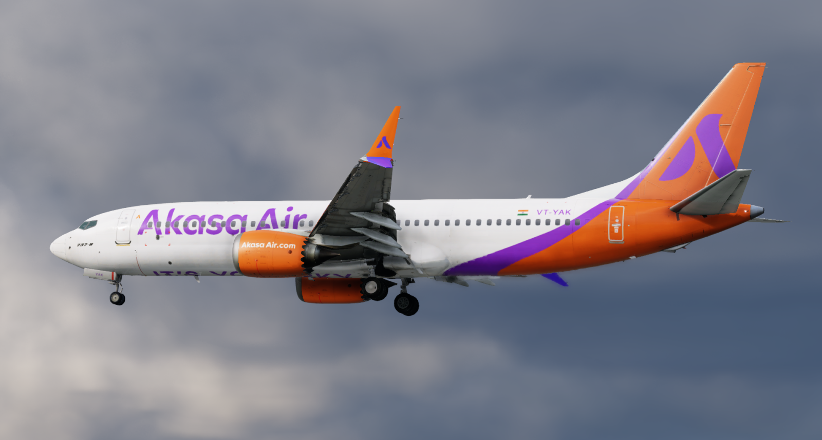 Max Team Design 737 Max 8 Akasa Air Livery Pack - Zibo 737 - X