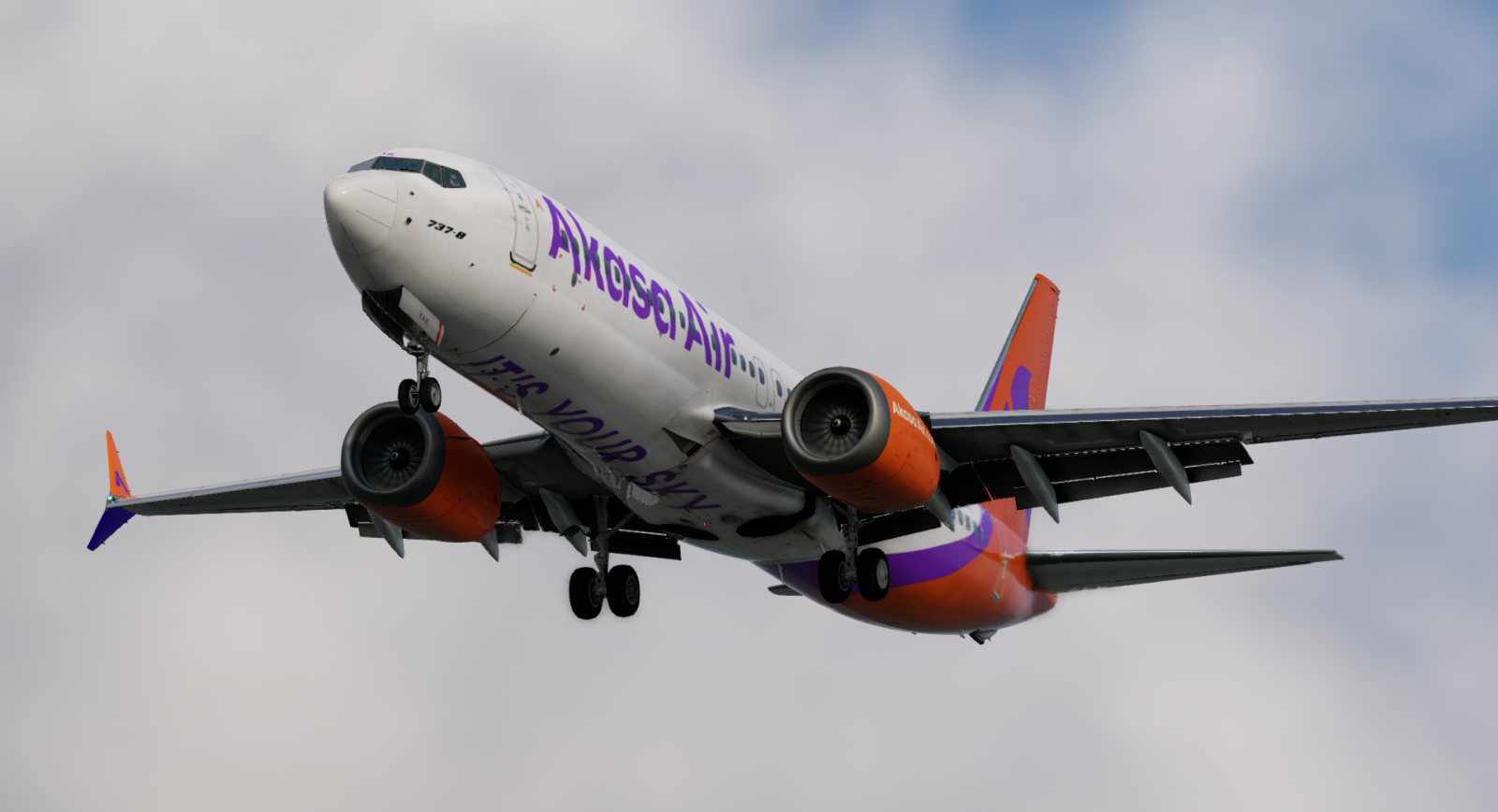 Max Team Design 737 Max 8 Akasa Air Livery Pack - Zibo 737 - X