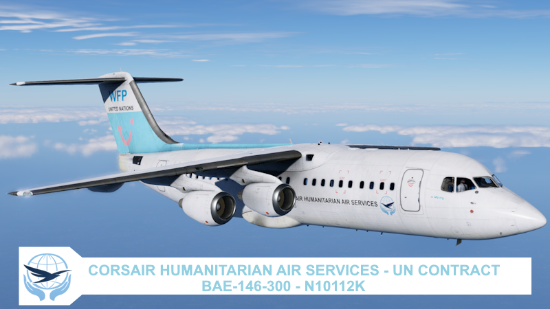 Corsair Humanitarian Air Services livery for JustFlight BAe-146