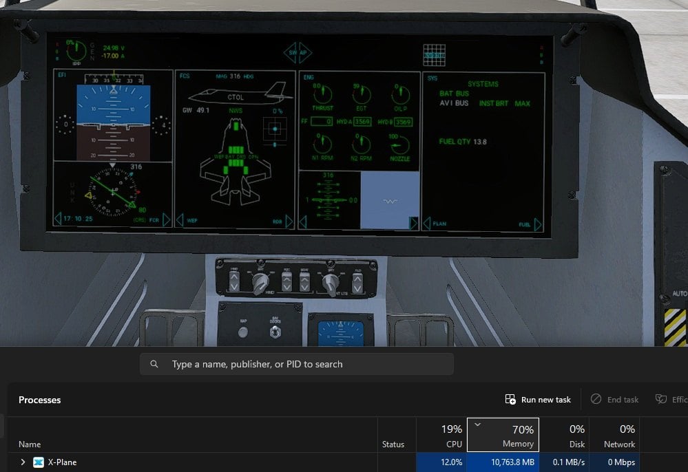 Memory Leak when Battery is turned on - F-35B Lightning XP12 - X