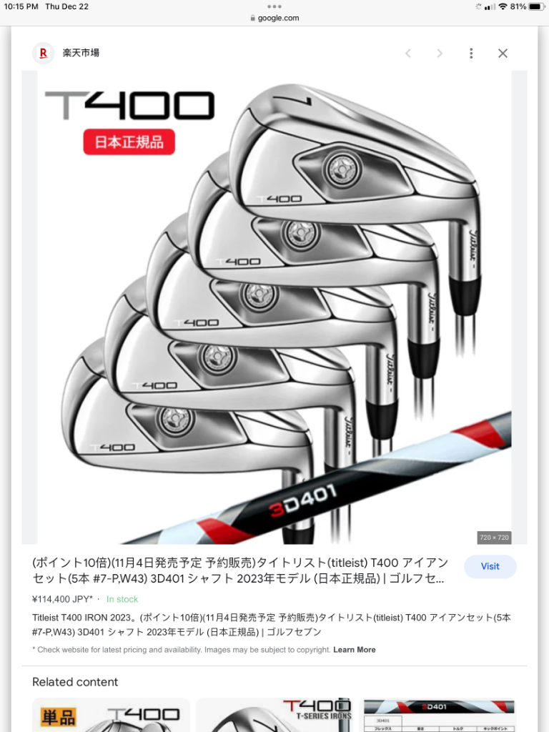 メイ　まとめ販売 Titleist T400 2023 Now in Japan - Tour and Pre-Release Equipment