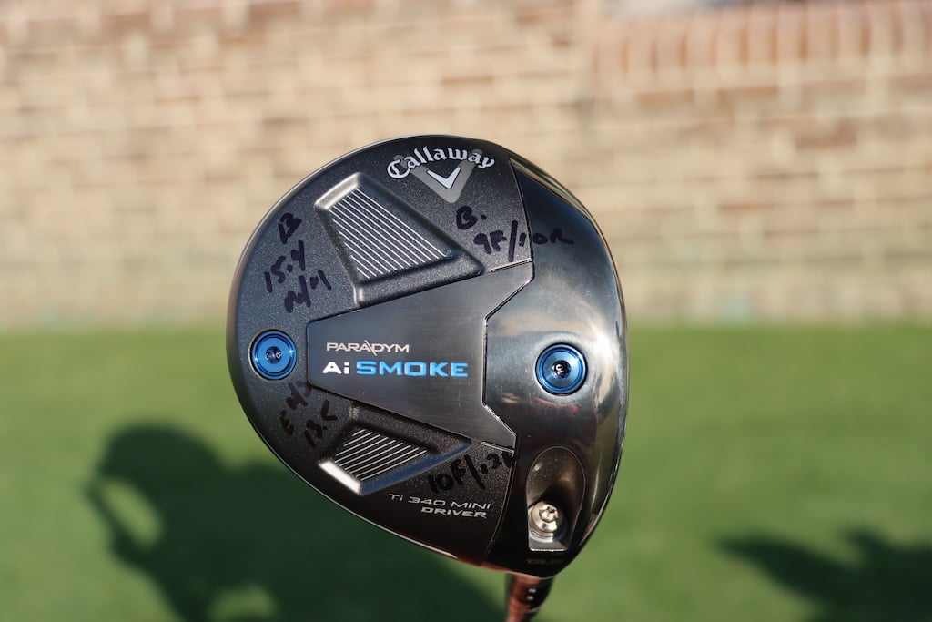 Xander Schauffele testing the Callaway Ti 340 mini driver & the