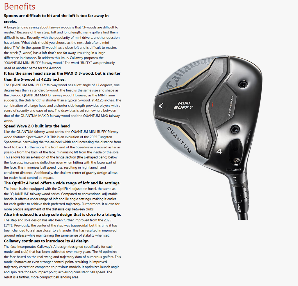 Callaway Mini Buffy 4-Wood - Tour and Pre-Release Equipment - GolfWRX