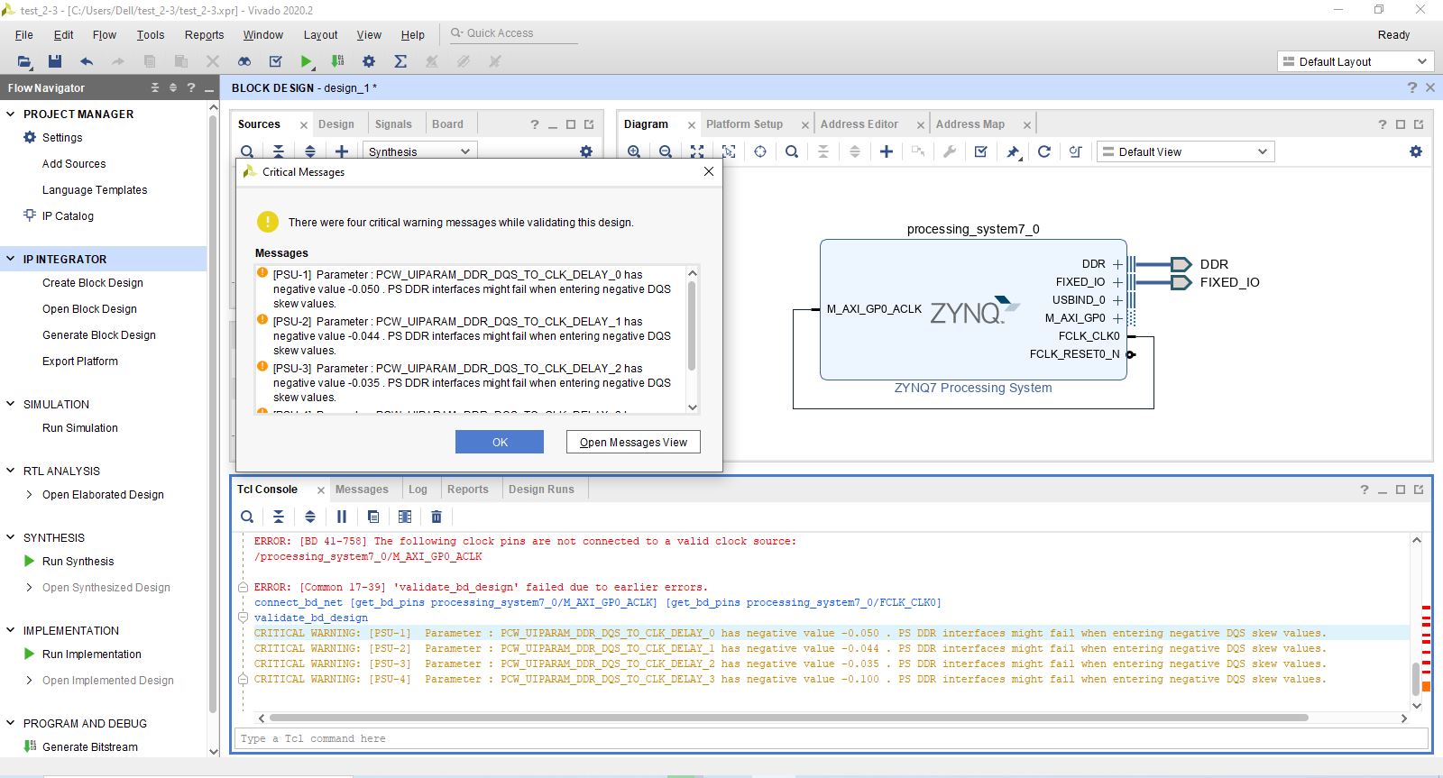 Getting Warnings while creating Vivado Project with Zynq Boards