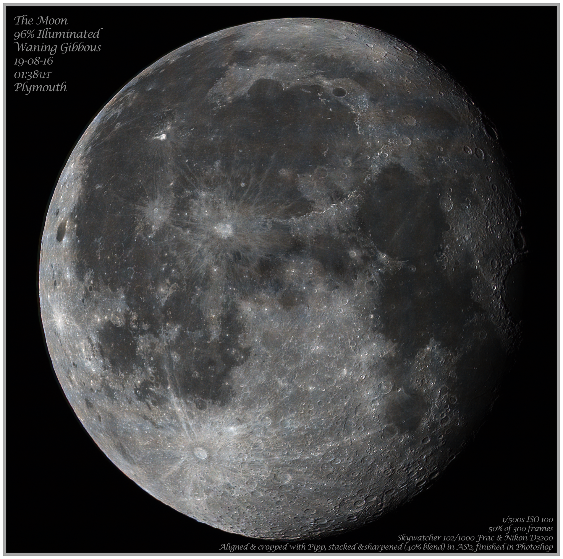 The Moon 96% illuminated Waning Gibbous 18-09-16 - Imaging - Lunar