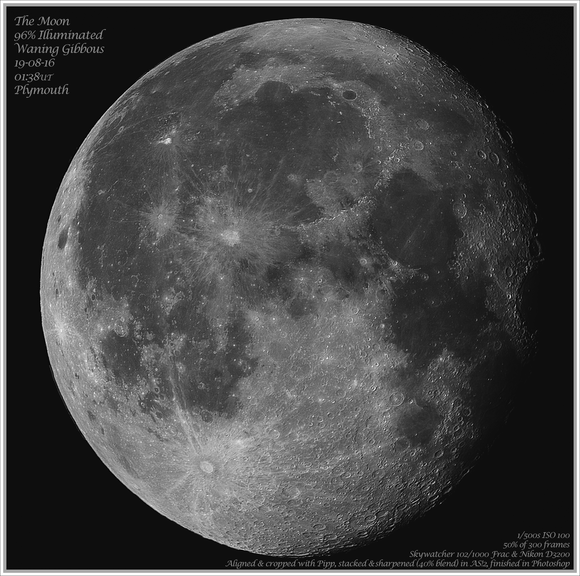 The Moon 96% illuminated Waning Gibbous 18-09-16 - Imaging - Lunar