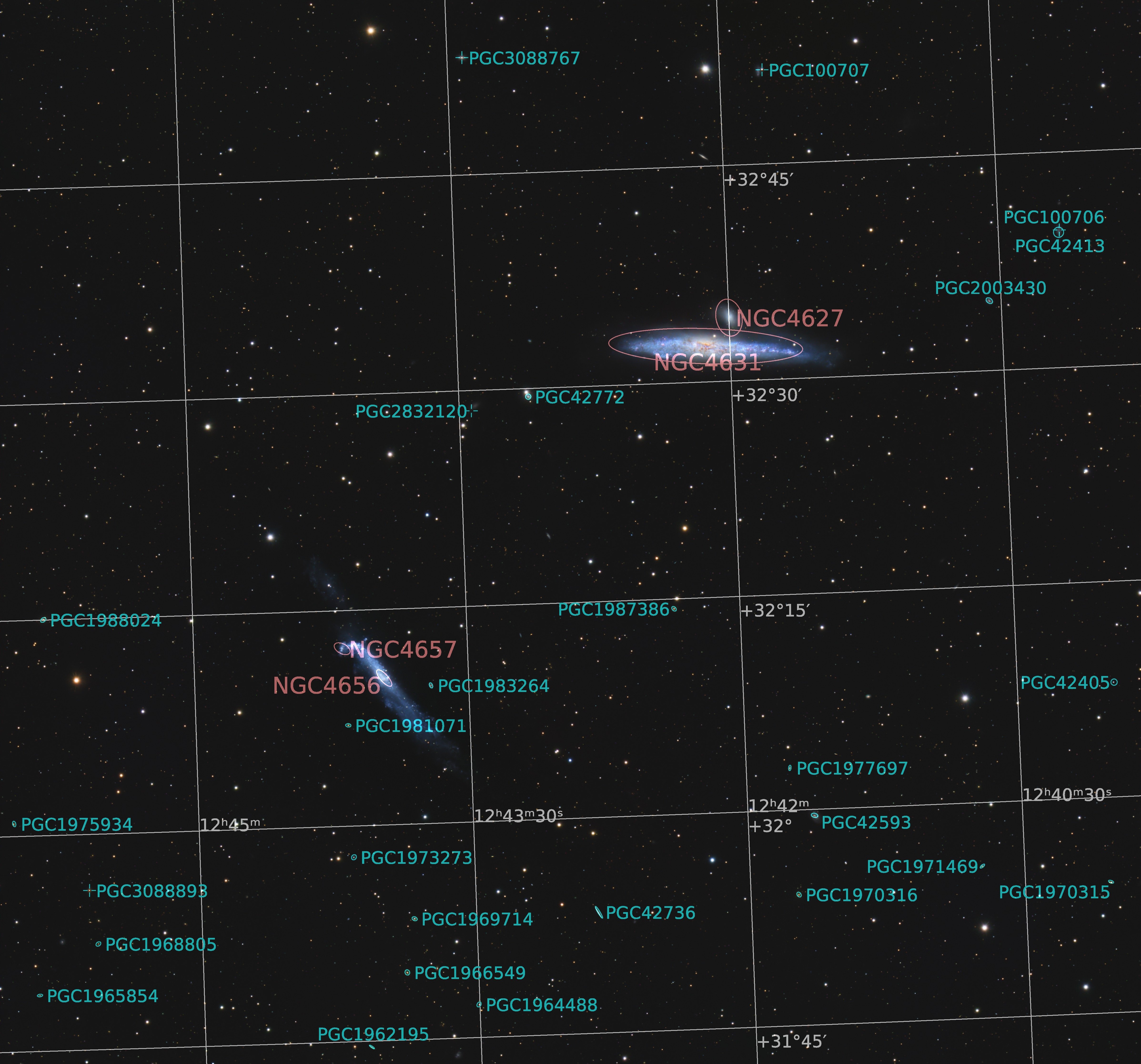 NGC 4631 et al, Whale and Hockey Stick - Imaging - Deep Sky