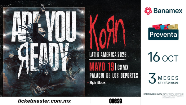 KoRn Latin America 2026 - Palacio de los Deportes CDMX - 19 de mayo, 2026