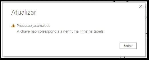 A chave não corresponda a nenhuma linha da tabela - Power Query e