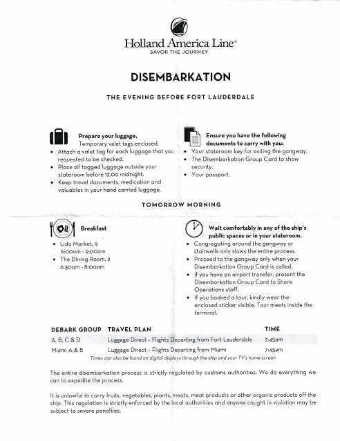 Disembarkation process? - Holland America Line - Cruise Critic Community
